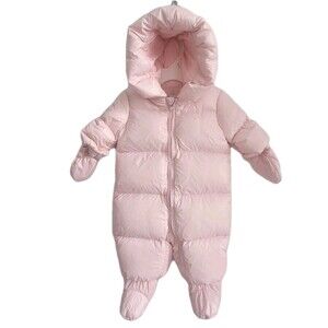 Ralph Lauren Baby Girl Quilted Down Pink Snowsuit Jumper Size 3M
